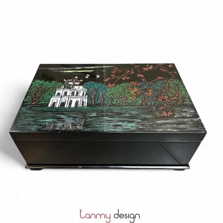 Rectangle lacquer box with the scenery 22*32 cm